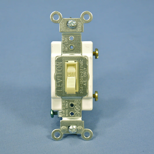 Leviton Ivory Commercial Grade Framed Toggle Wall Light Switch 20A Bulk 54521-2I
