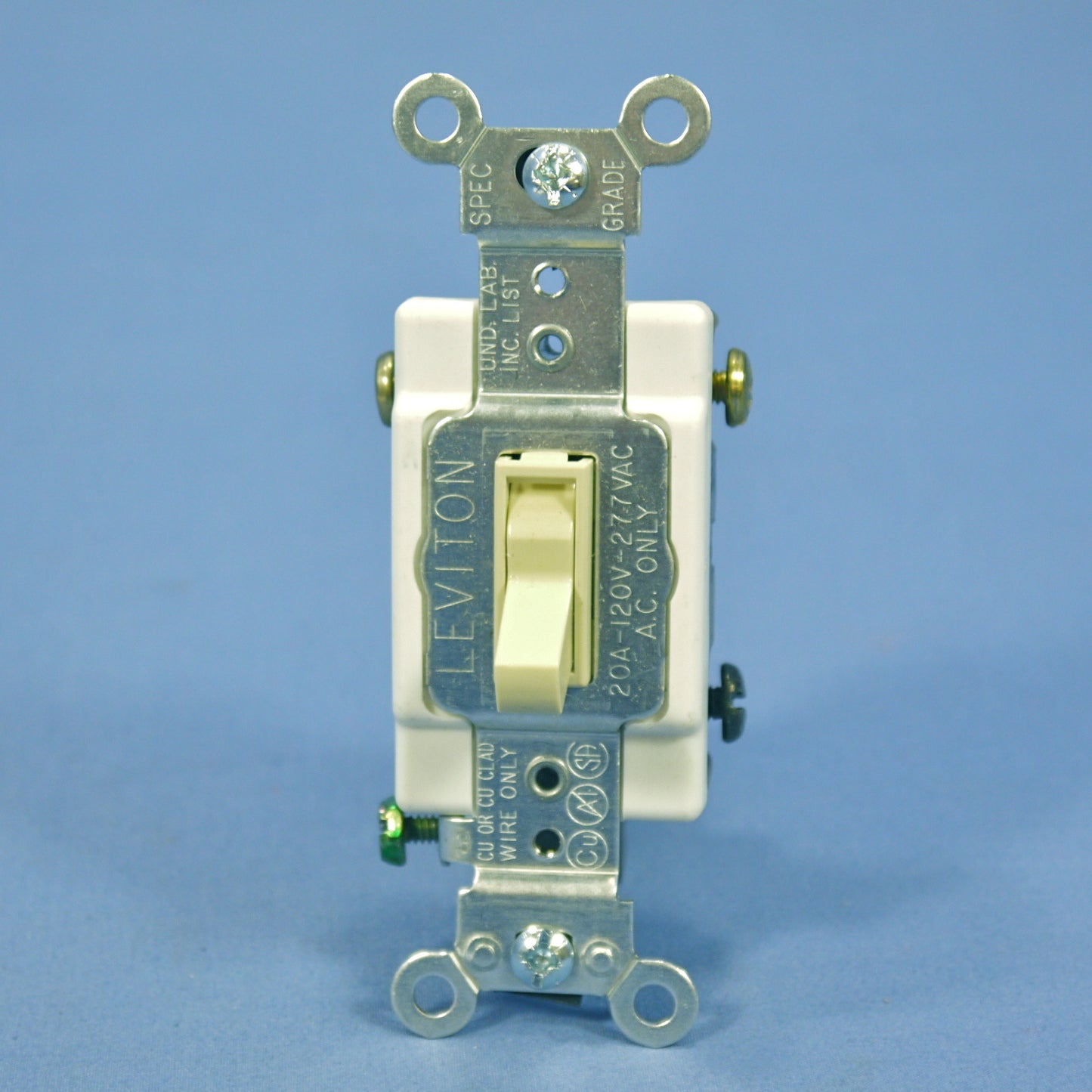 Leviton 54523-2I Ivory 3-Way Commercial Framed Toggle Switch 20A 120/277V Bulk