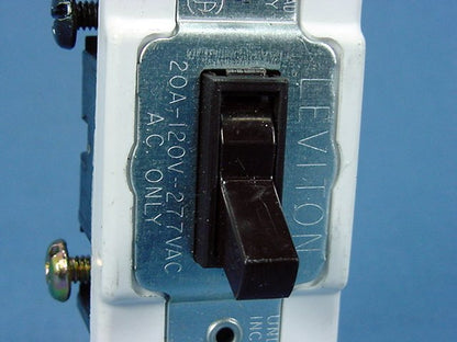 Leviton 54523-2 Brown 3-Way Commercial Framed Toggle Switch 20A 120/277V Bulk