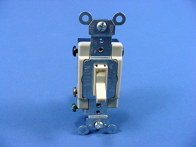 Leviton 54524-2I Ivory 4-Way Commercial Framed Toggle Switch 20A 120/277V Bulk