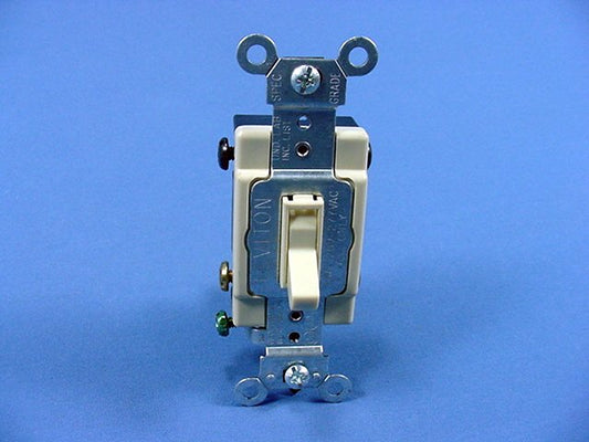Leviton 54524-2I Ivory 4-Way Commercial Framed Toggle Switch 20A 120/277V Bulk