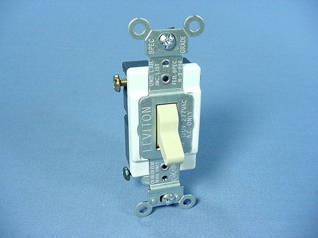 Leviton 5503-2I Ivory Commercial Grade 3-Way Toggle Light Switch Control 15A