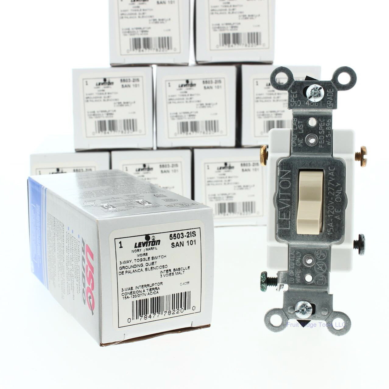 Leviton 5503-2IS Ivory Commercial 3-Way Toggle Light Switch 15A 120/277VAC 10pcs