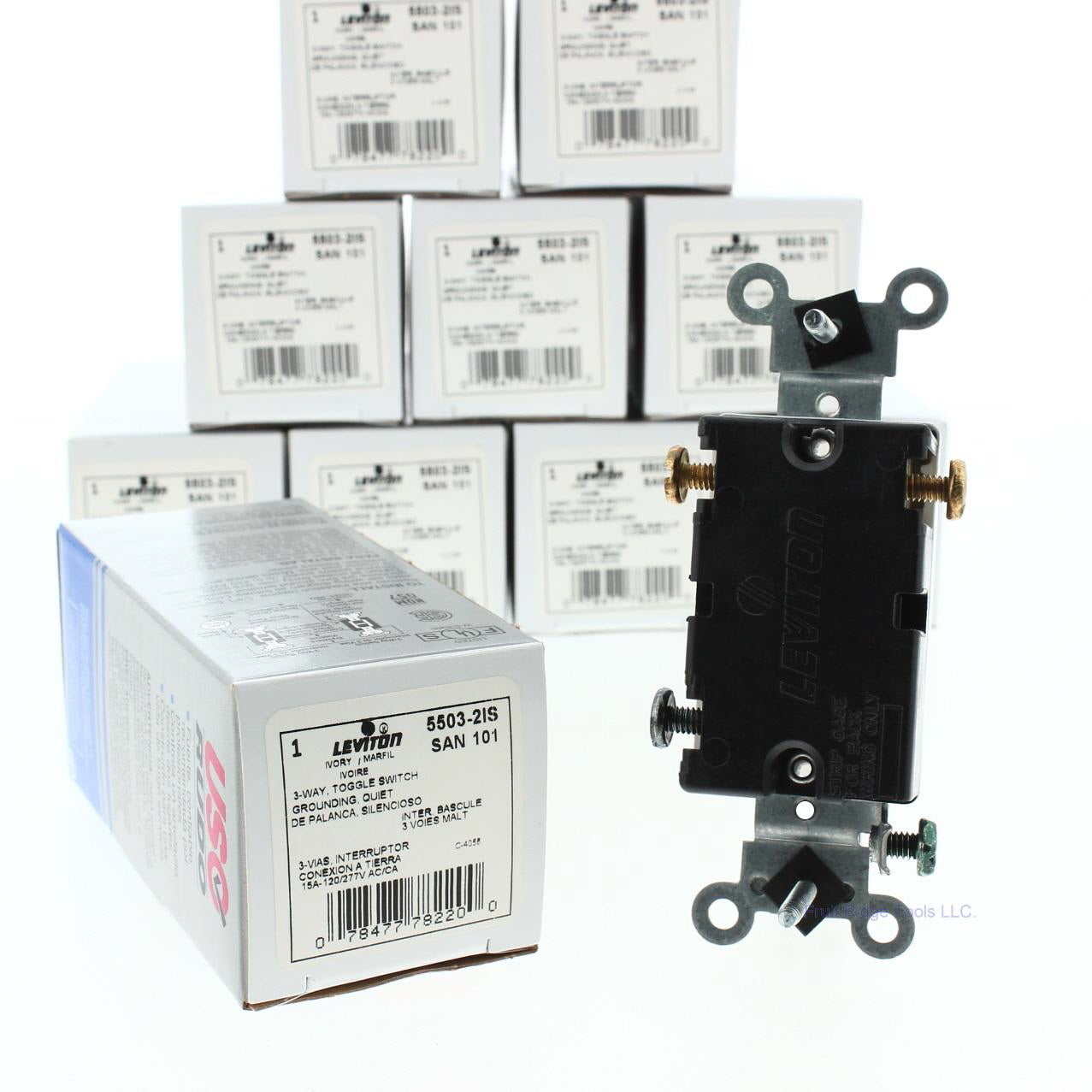 Leviton 5503-2IS Ivory Commercial 3-Way Toggle Light Switch 15A 120/277VAC 10pcs
