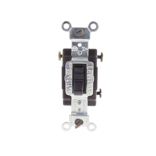 Leviton Brown COMMERCIAL 3-Way Toggle Wall Light Switch Non-Grounding 15A 5503