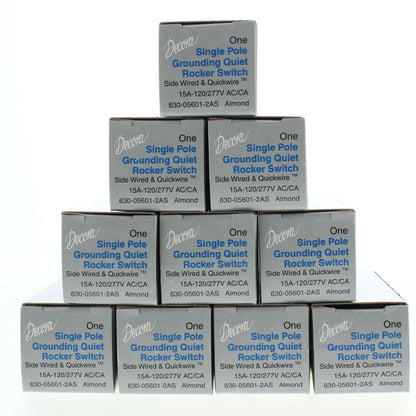 Leviton 5601-2A Almond Decora Single Pole Rocker Light Switches 15A 10-pack