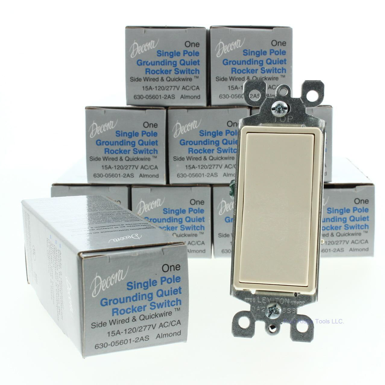 Leviton 5601-2A Almond Decora Single Pole Rocker Light Switches 15A 10-pack