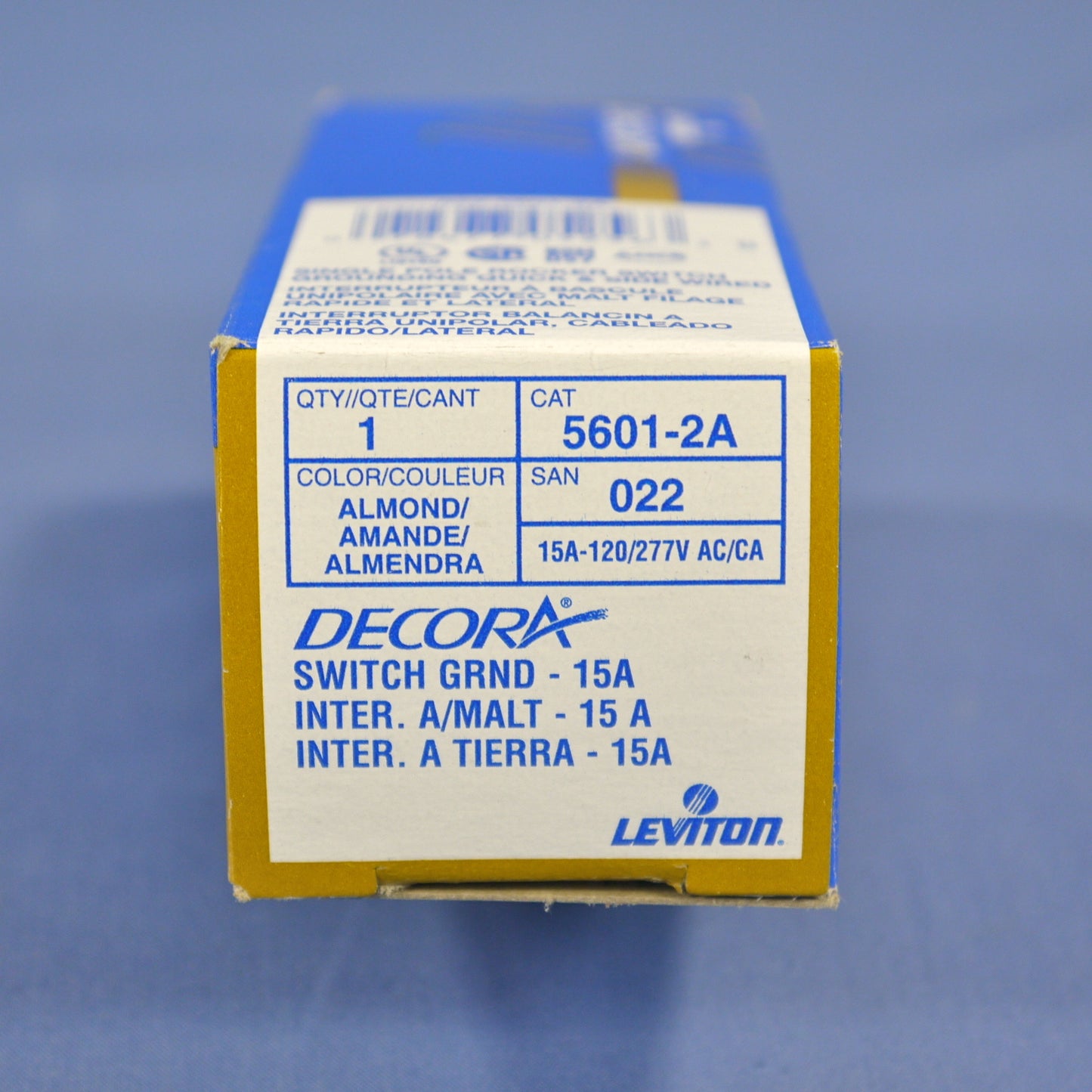 Leviton 5601-2A Almond Decora Single Pole Rocker Wall Light Switch 15A Boxed