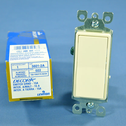 Leviton 5601-2A Almond Decora Single Pole Rocker Wall Light Switch 15A Boxed
