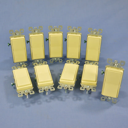 Leviton 5601-2I Ivory Decora Rocker Light Switch 15A 120/277V Single Pole 10pcs