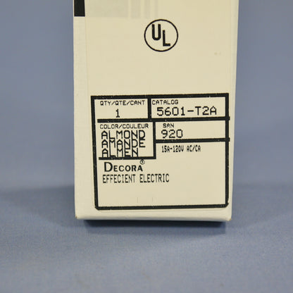 Leviton 5601-T2A Almond 15A Decora Rocker Light Switch 120/277V Single Pole