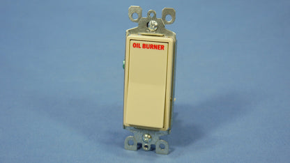 Leviton 5601-Z2I Ivory Decora "OIL BURNER" Rocker Wall Switch 15A Single Pole