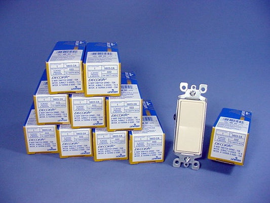 10 Leviton Almond 3-Way Decora Rocker Wall Light Switches 15A 120/277VAC 5603-2A