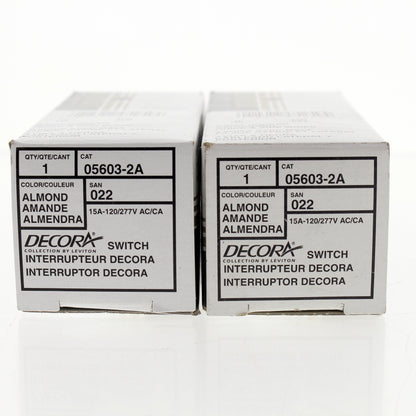 Leviton 5603-2A Almond 3-Way Decora Rocker Wall Light Switches 15A 2-pack