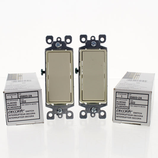 Leviton 5603-2A Almond 3-Way Decora Rocker Wall Light Switches 15A 2-pack