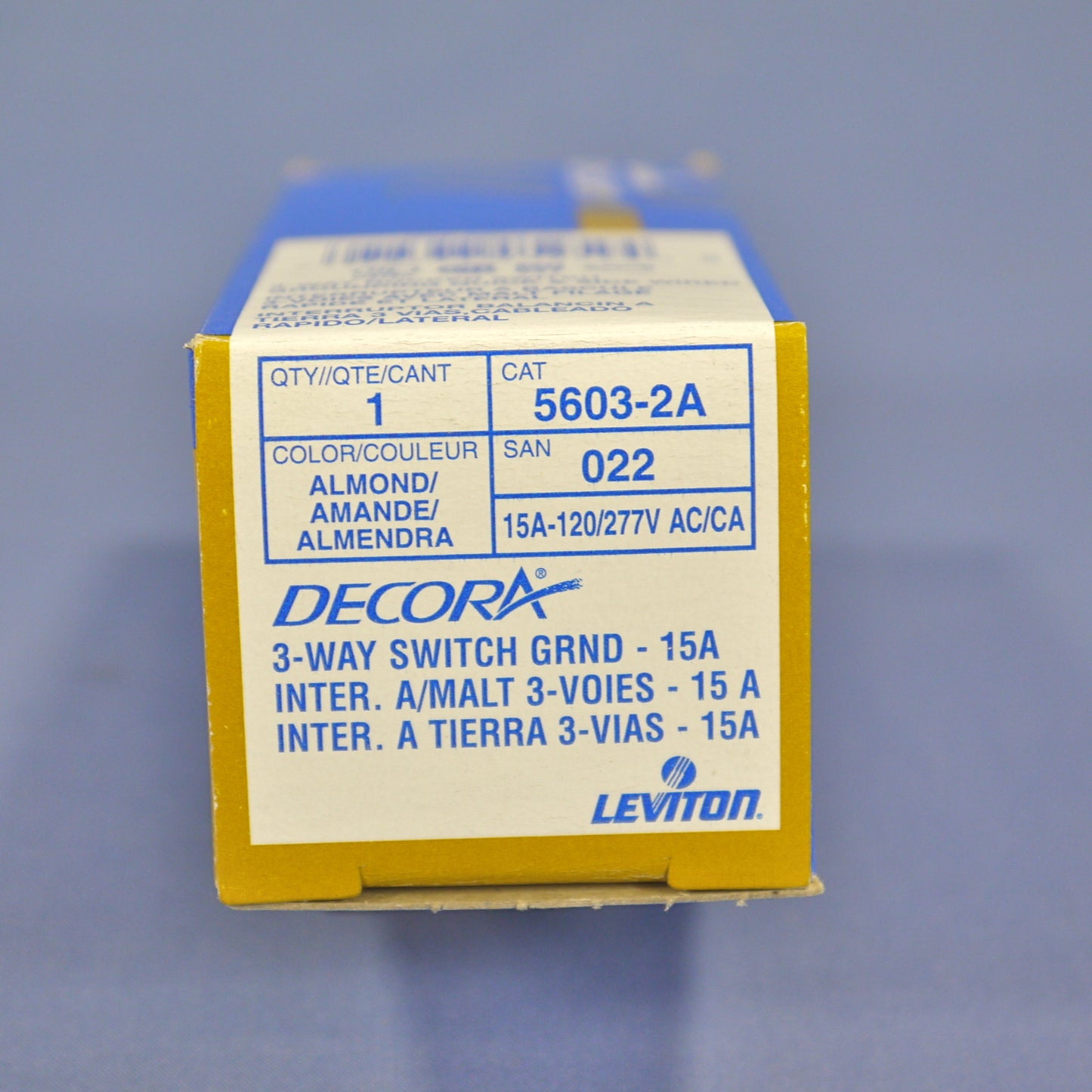 Leviton 5603-2A Almond 3-Way Decora Rocker Wall Light Switch 15A 120/277VAC 5pcs