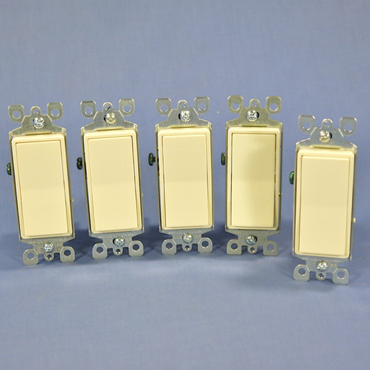 Leviton 5603-2A Almond 3-Way Decora Rocker Wall Light Switch 15A 120/277VAC 5pcs