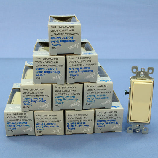 Leviton 5603-2I Ivory Residential Decora 3-Way Rocker Wall Light Switches 10pk
