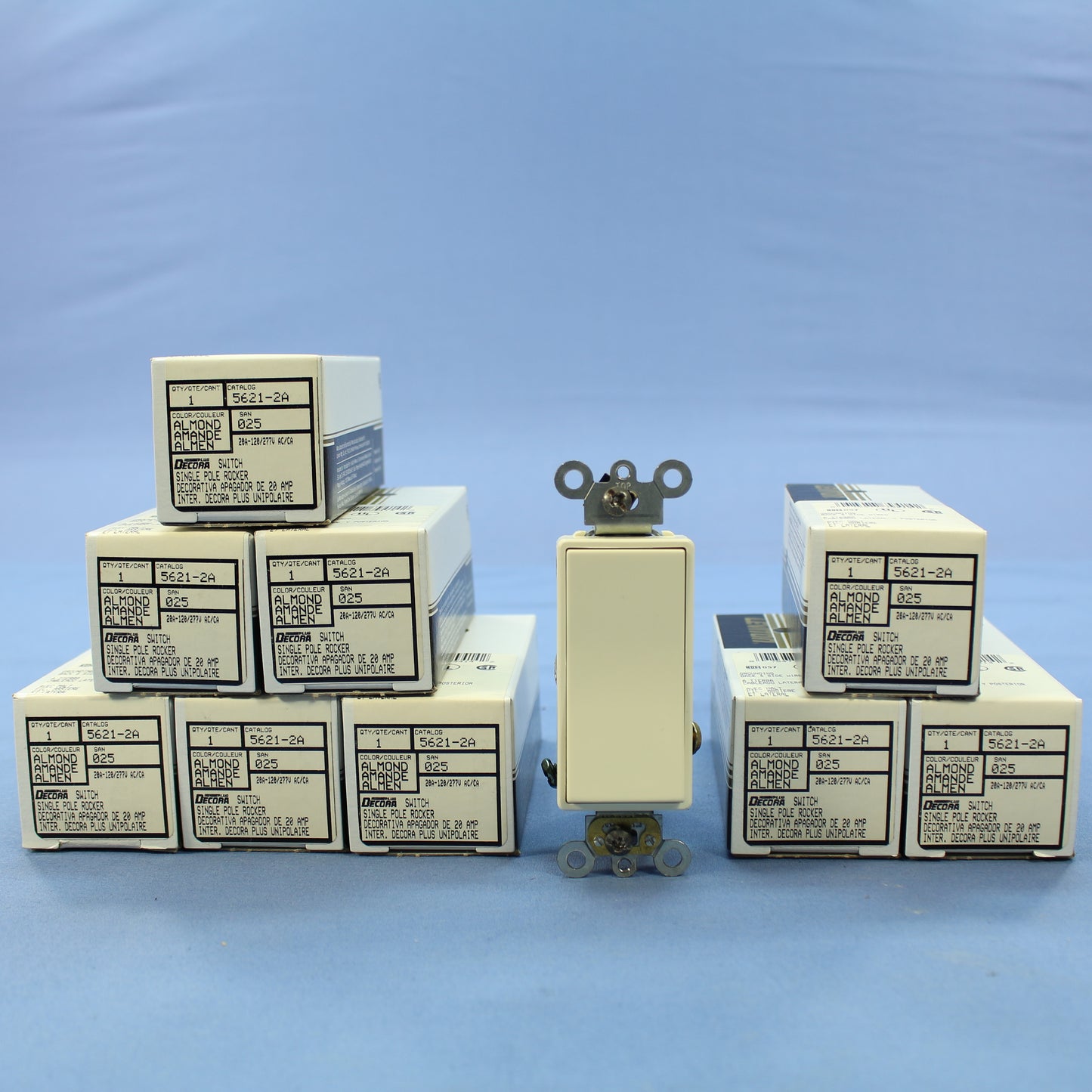 Leviton 5621-2A Almond Commercial 1-Pole Decora 20A Rocker Light Switches 10pk
