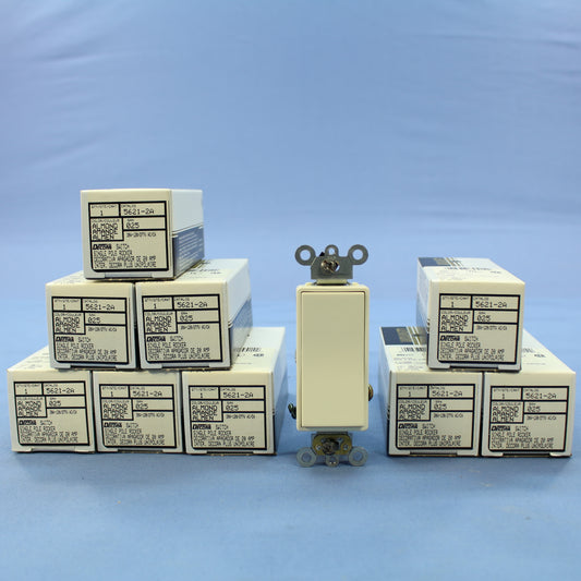 Leviton 5621-2A Almond Commercial 1-Pole Decora 20A Rocker Light Switches 10pk