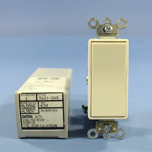 Leviton 5621-2A Almond Commercial Grade Decora 20A Rocker Wall Light Switch