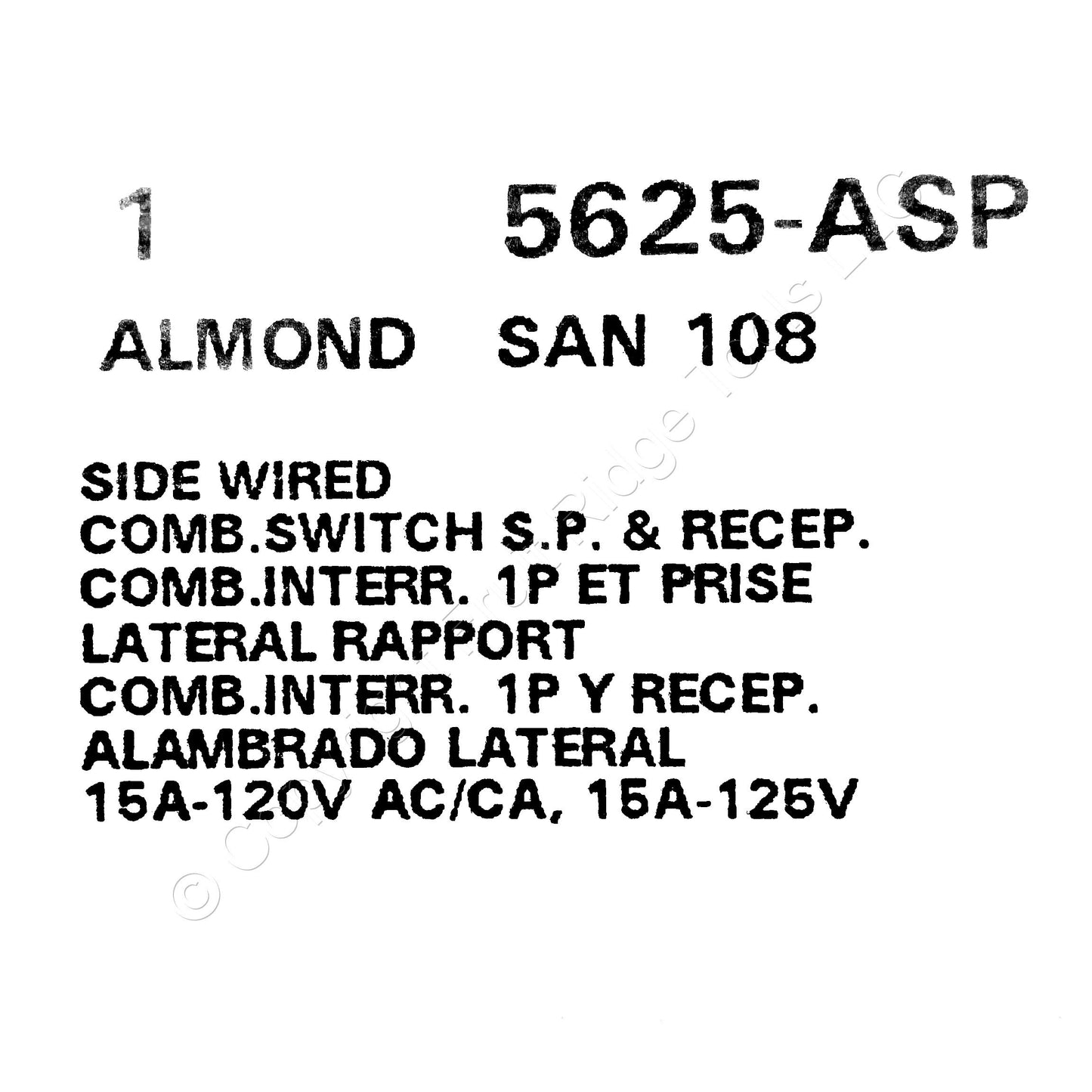 Leviton 5625-A Almond Decora 1-Pole Toggle Switch 5-15R 15A Receptacles 10-Pack