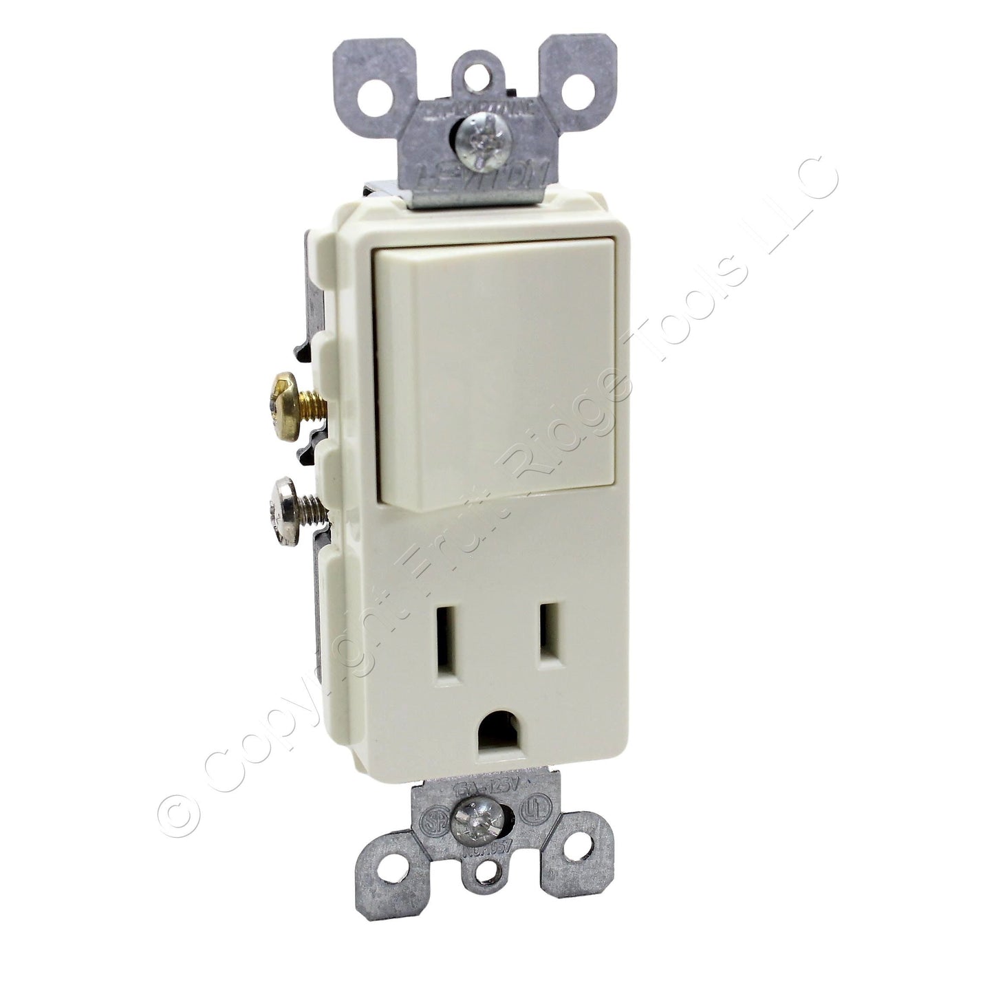 Leviton 5625-A Almond Decora Single Pole Rocker Switch & 15A Receptacle Outlet