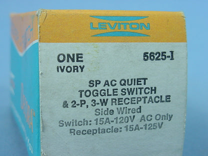 Leviton 5625-I Ivory Decora Single Pole Toggle Switch 5-15R 15A 125V Receptacle