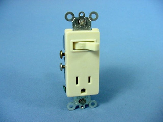 Leviton 5625-I Ivory Decora Single Pole Toggle Switch 5-15R 15A 125V Receptacle