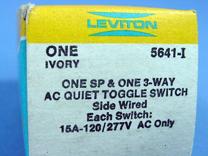 Leviton Ivory Decora SP/3-Way Double Switch Duplex Toggle 15A 5641-I Boxed