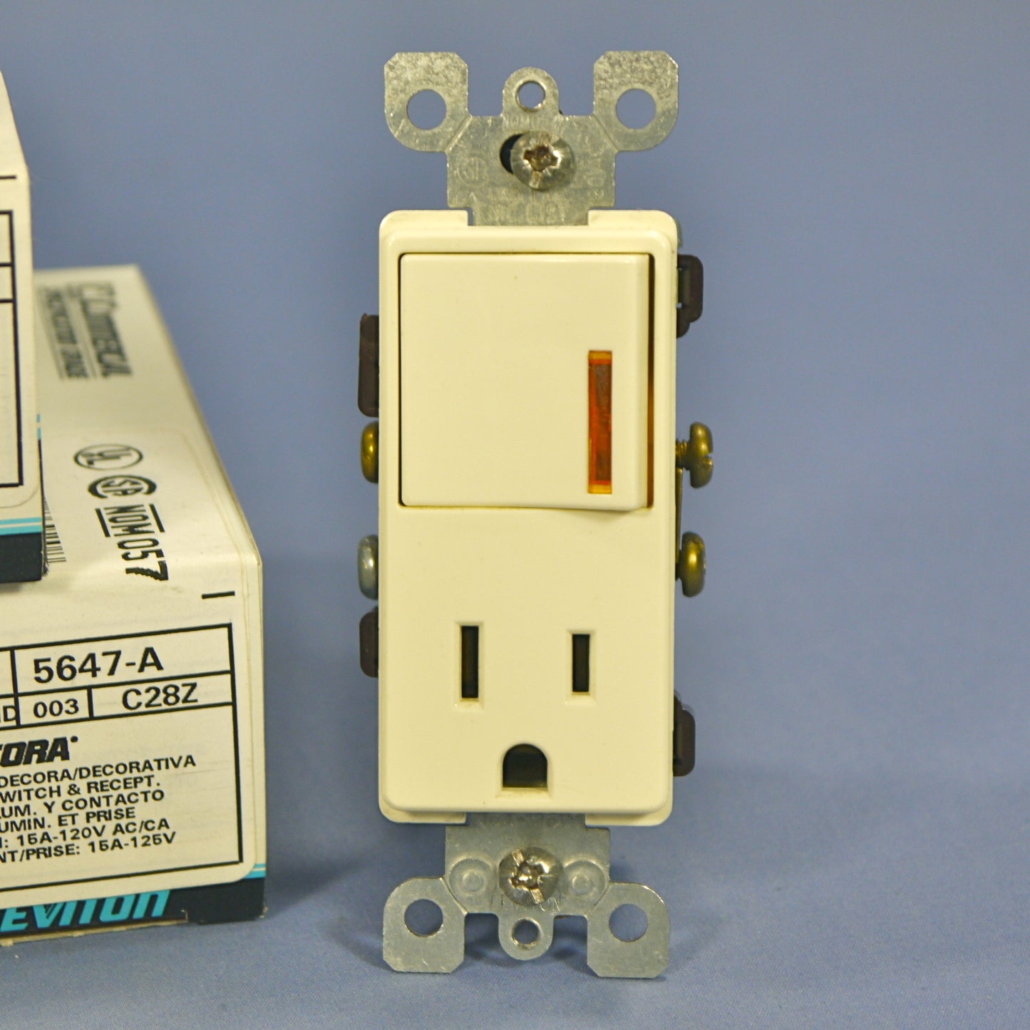 Leviton 5647-A Almond Decora Lighted Rocker Switch Receptacle Outlet 15A 10-Pack