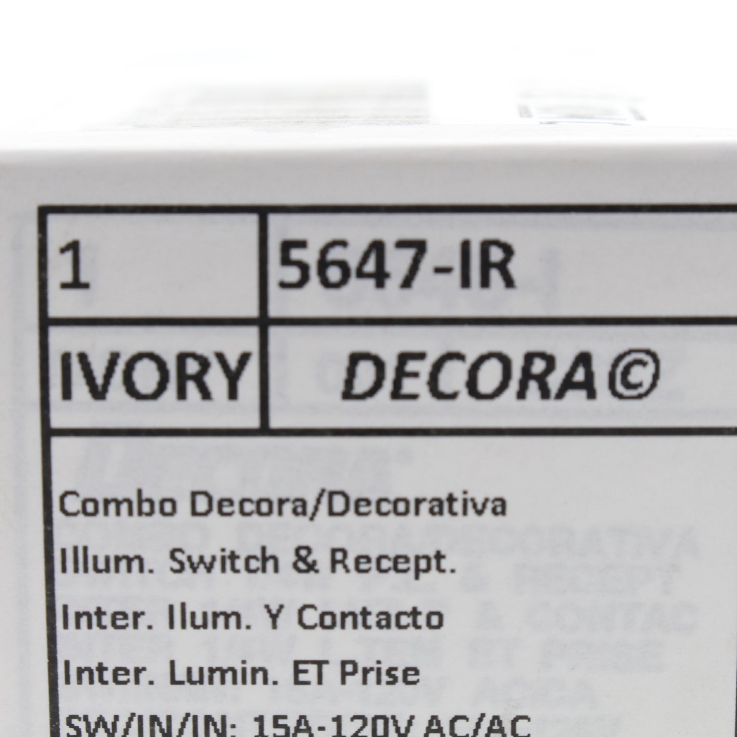 Leviton 5647-IR Ivory Decora Rocker Wall Switch & Outlet 15A Red Indicator Light