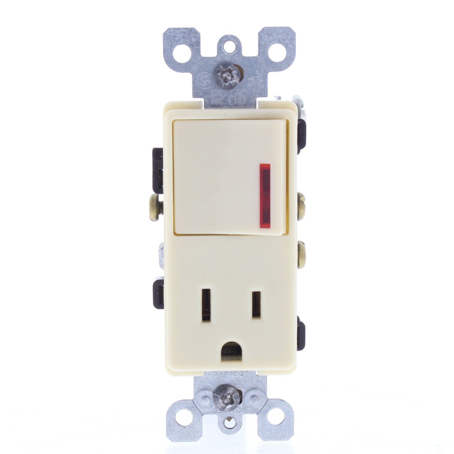 Leviton 5647-IR Ivory Decora Rocker Wall Switch & Outlet 15A Red Indicator Light