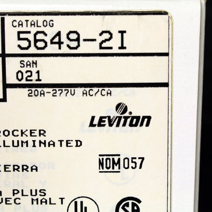 Leviton 5649-2I Ivory Decora Lighted Commercial Rocker Light Switches 277V 10pcs