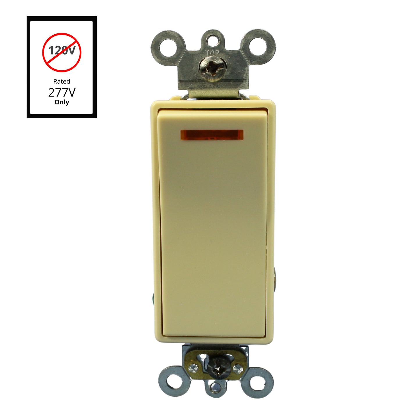 Leviton 5649-2I Ivory Decora Lighted Commercial Rocker Wall Light Switch 277V