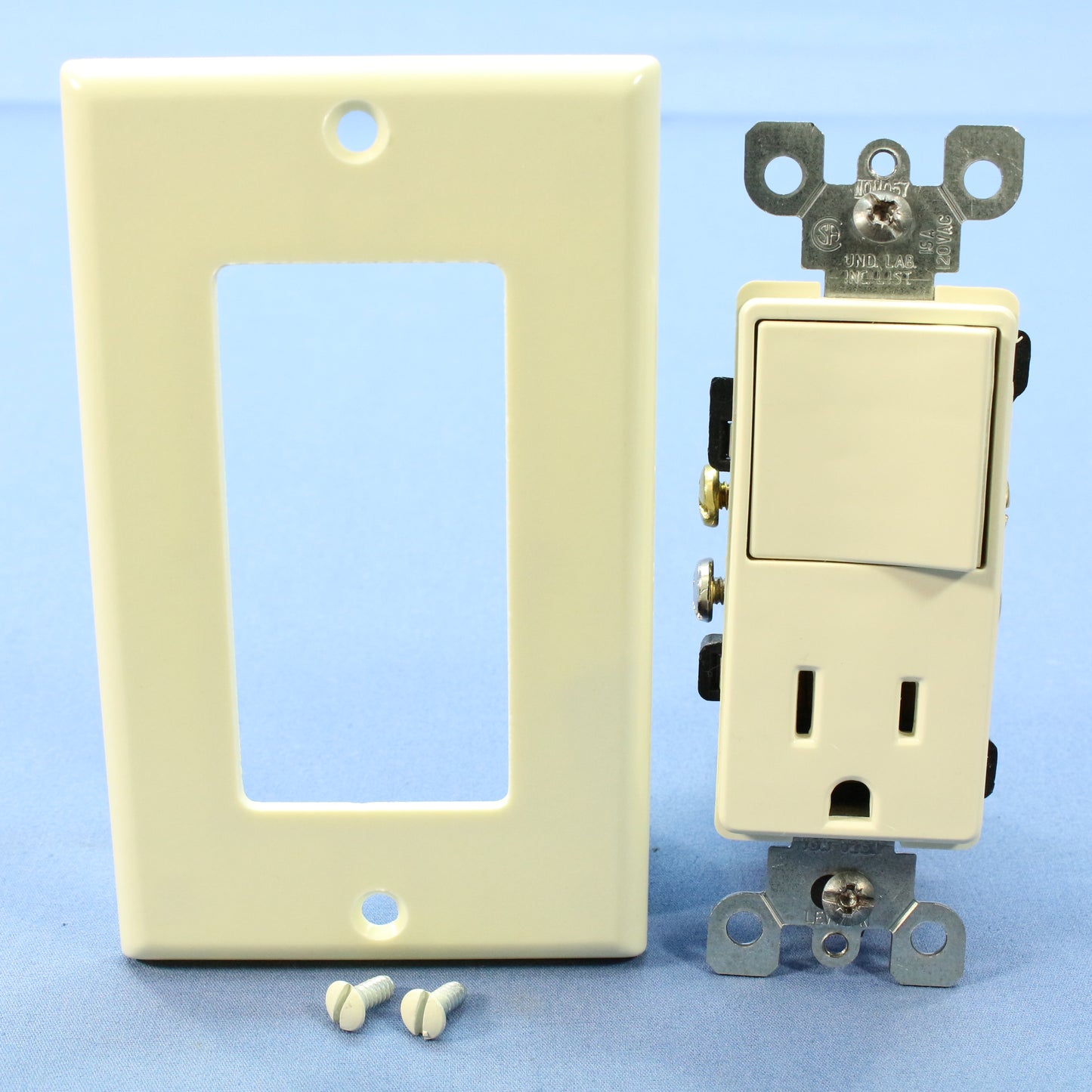 Leviton Almond Decora Combination Rocker Light Switch & Receptacle 15A 5678-A