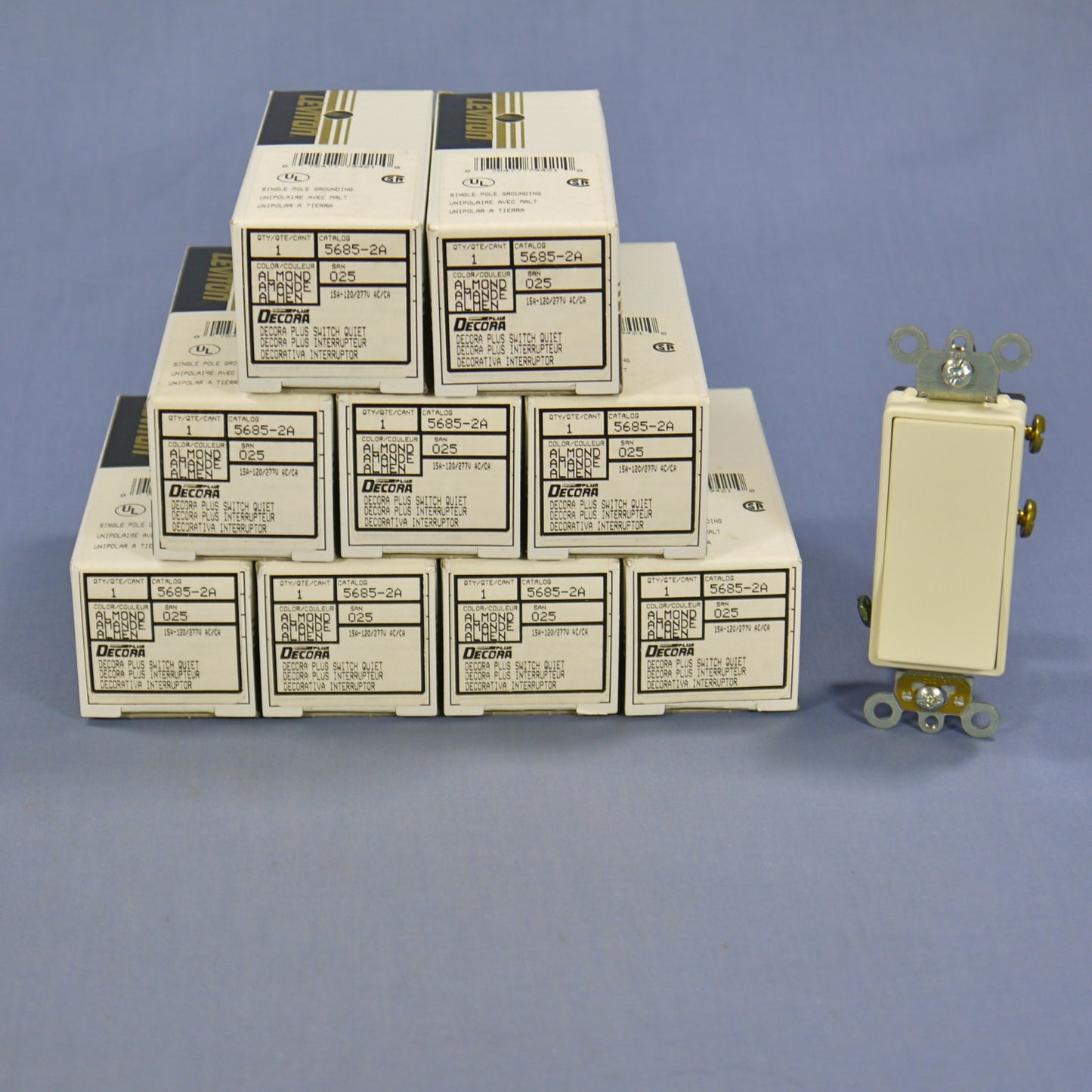 10 Leviton Almond Maintained SPDT Center-OFF Commercial Rocker Switches 5685-2A