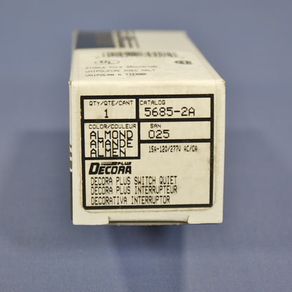 Leviton 5685-2A Almond SPDT Maintained Center-OFF Commercial Rocker Switch 15A