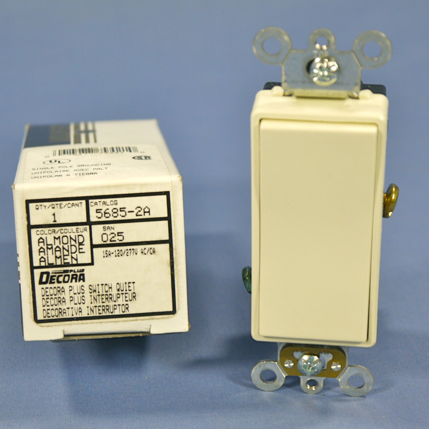 Leviton 5685-2A Almond SPDT Maintained Center-OFF Commercial Rocker Switch 15A
