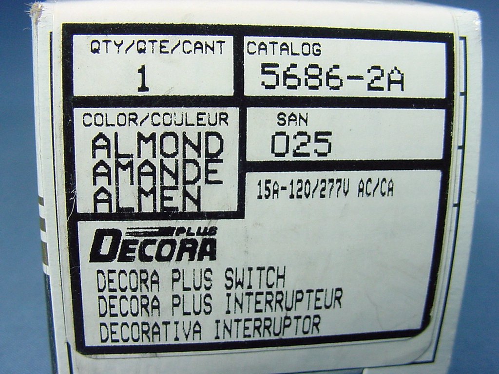 Leviton 5686-2A Almond DPDT Center-OFF Decora Rocker Light Switch Maintained