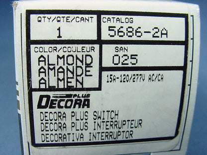 Leviton 5686-2A Almond DPDT Center-OFF Decora Rocker Light Switch Maintained