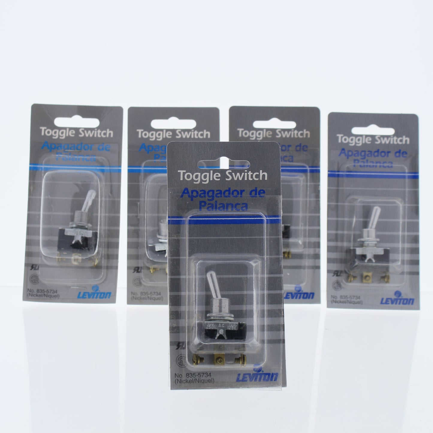 Leviton 5734 Single Pole Double Throw Heavy Duty Toggle Switches ON-OFF-ON 5pcs