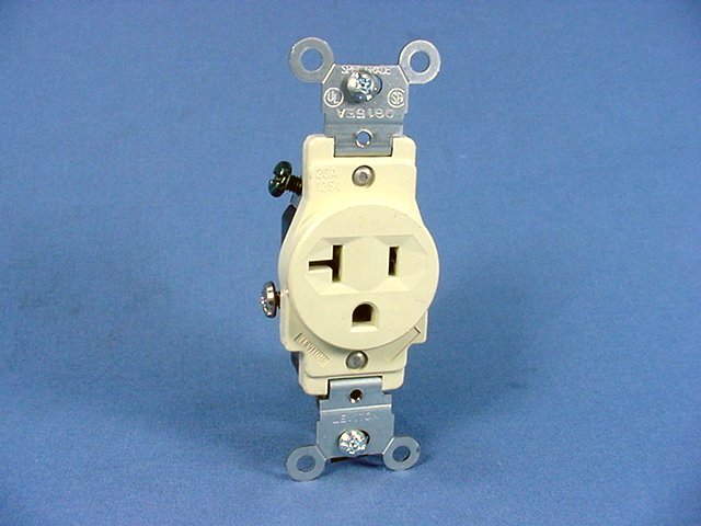 Leviton Almond Commercial Single Outlet Receptacle 5-20R 20A 125V Bulk 5801-A