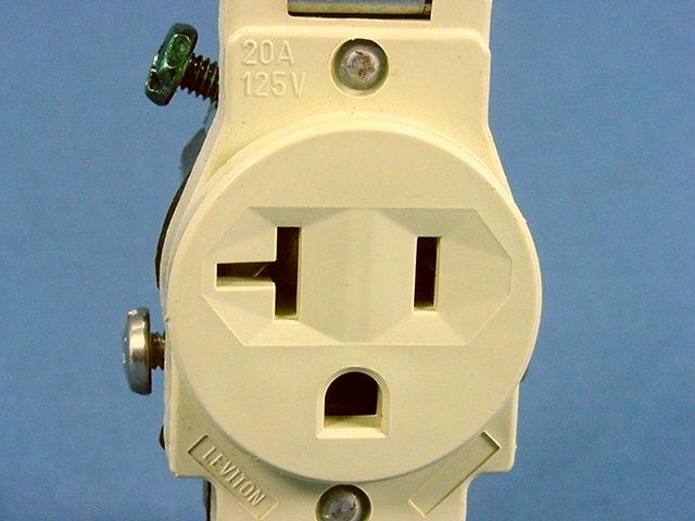 Leviton Ivory Commercial Single Outlet Receptacle 5-20R 20A 125V Bulk 5801-I