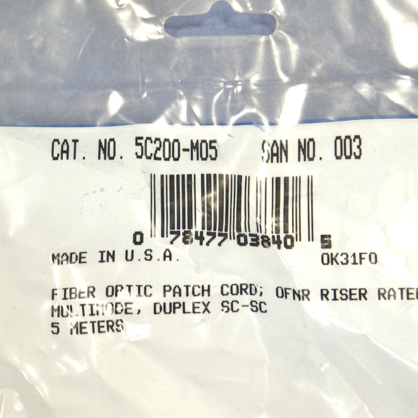 5M Fiber Optic Uplink Multi-Mode Duplex Patch Cord Cable MM SC-SC 50 5C200-M05