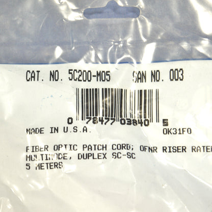 5M Fiber Optic Uplink Multi-Mode Duplex Patch Cord Cable MM SC-SC 50 5C200-M05