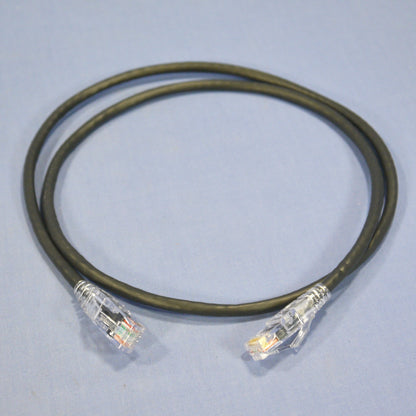 Leviton 5D460-3E Black 5e 3ft Ethernet Cable Patch Cord Network Gigamax Slimline
