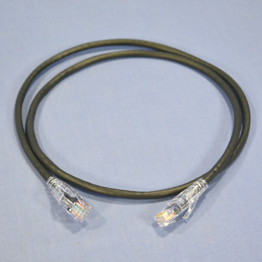 Leviton 5D460-3E Black 5e 3ft Ethernet Cable Patch Cord Network Gigamax Slimline