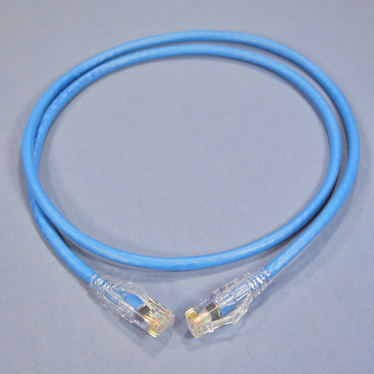 Leviton 5D460-3L Blue 5e 3ft Ethernet Cable Patch Cord Network Gigamax Slimline