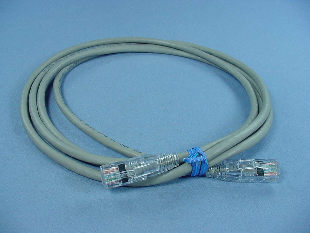 Leviton 5D460-7S Gray Cat5e 7ft Ethernet Cable Data Patch Cord Network Booted